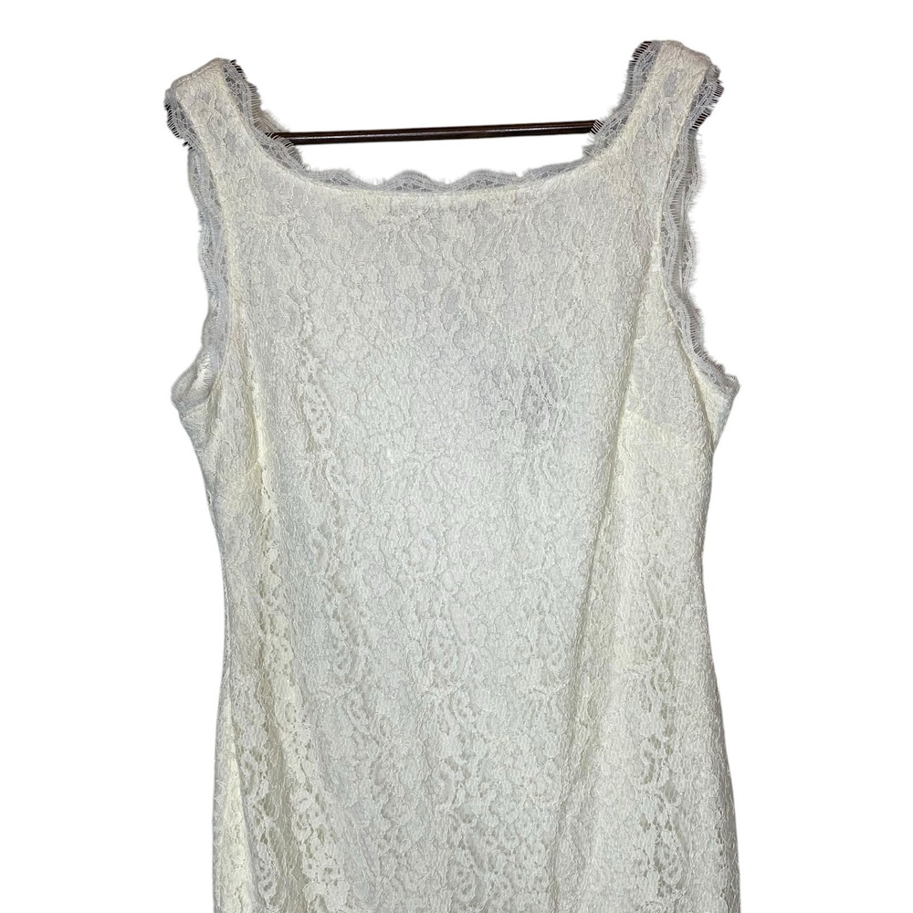Adrianna Papell Lace Bateau Neck Sleeveless‎ Mini Dress Cream size 8 - Picture 3 of 6